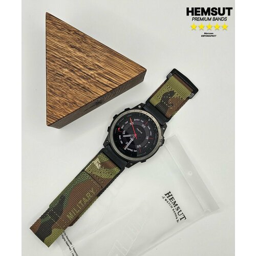Нейлоновый ремешок Quickfit 22 Premium HEMSUT на липучке для часов Garmin (лесной камуфляж quickfit 22 M)