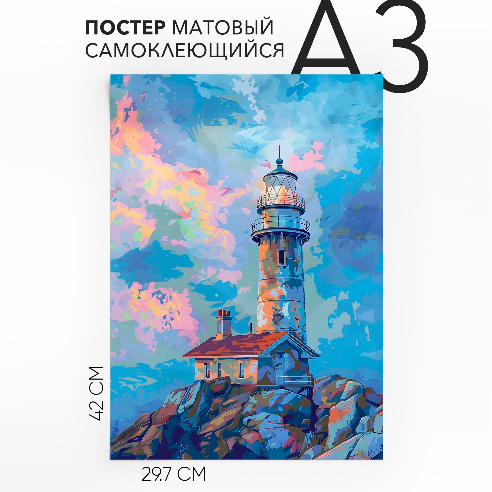 Постеры интерьерные самоклеящийся A3 Маяк, влагостойкий, для декора