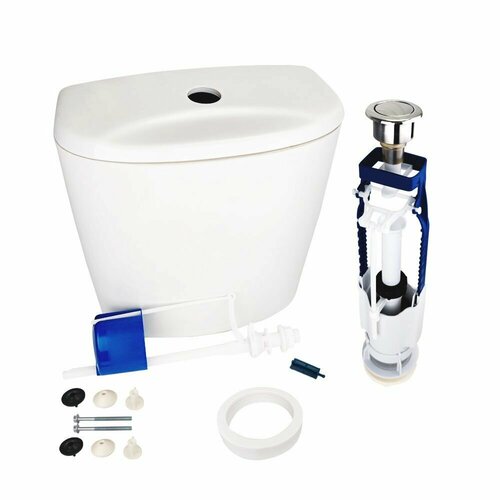 Бачок для унитаза Универсал кнопочный нижняя подводка Лобненский стройфарфор с арматурой Уклад 10557163 кнопка хром 4598₽