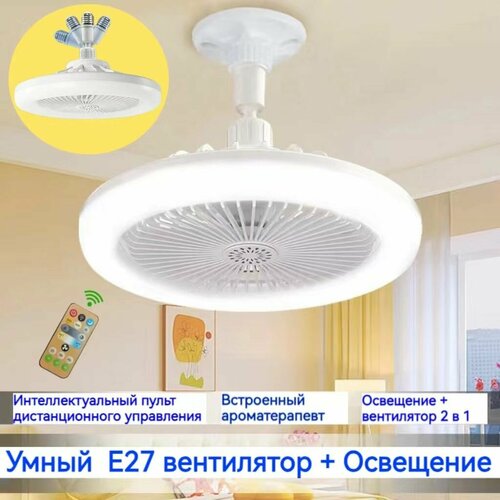 Люстра-вентилятор E27 мощность 30Вт площадь помещения 18м управление пультом ДУ 1625₽