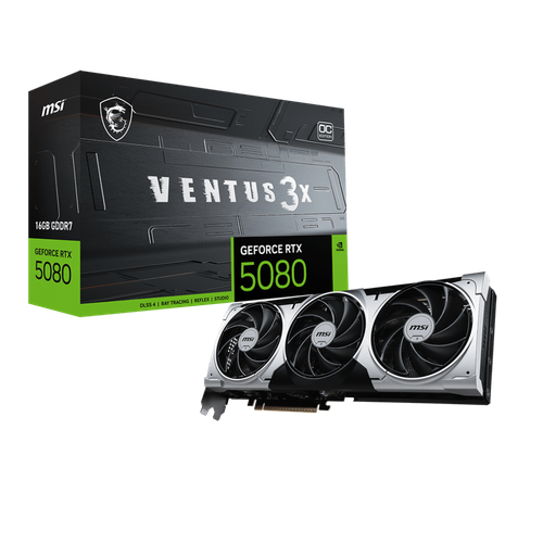 Видеокарта MSI GeForce RTX 5080 VENTUS OC PLUS GDDR7 16Gb PCIe 50 3 вентилятора 165890₽