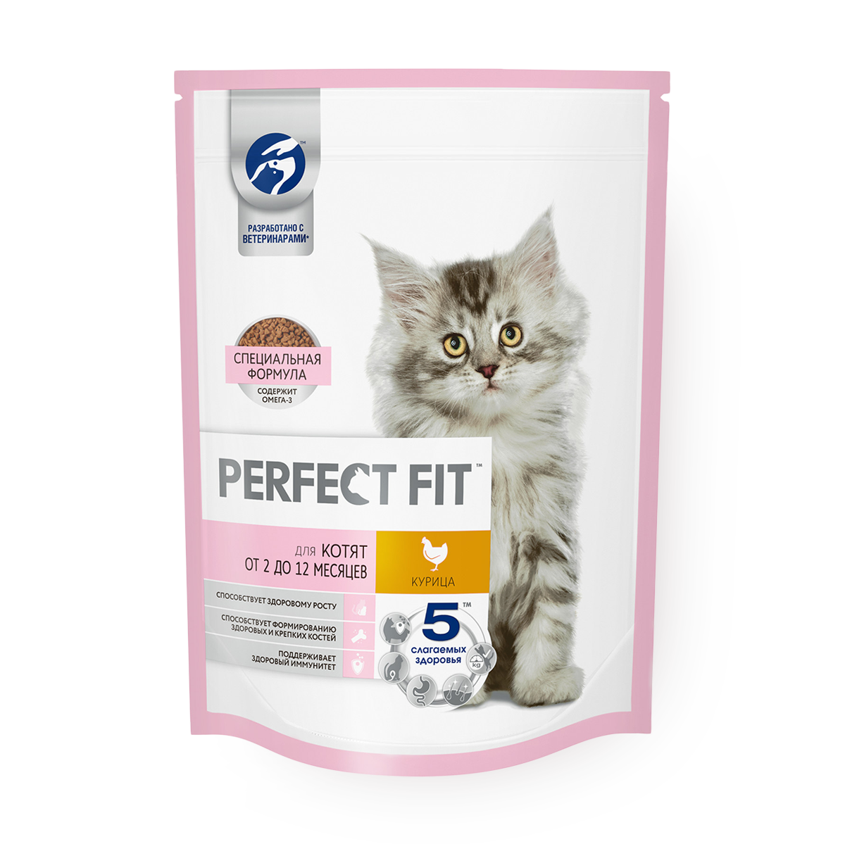 Сухой корм для котят Perfect Fit с курицей от 2 до 12 месяцев