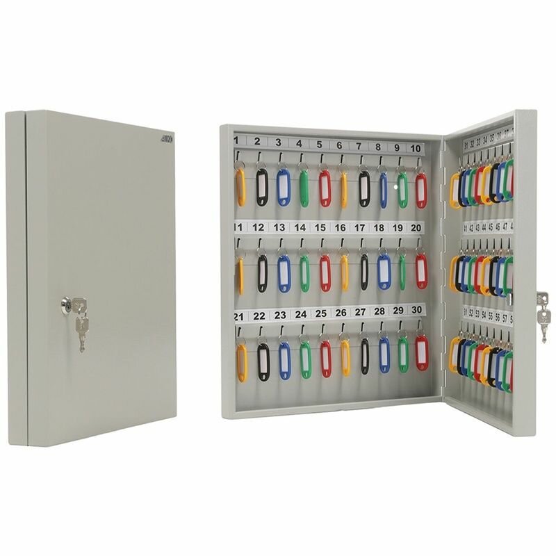 Ключница Промет Aiko Key-60 на 60 ключей, 400х355х59 мм, металл, серый, с брелоками (S183CH012000)