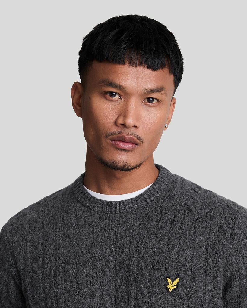 Свитер Lyle & Scott Cable Crew Neck Jumper, размер M, , черный — фото 1