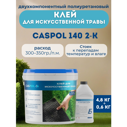 Двухкомпонентный полиуретановый клей для искусственной травы Каспол 140, зеленый, 5,4 кг