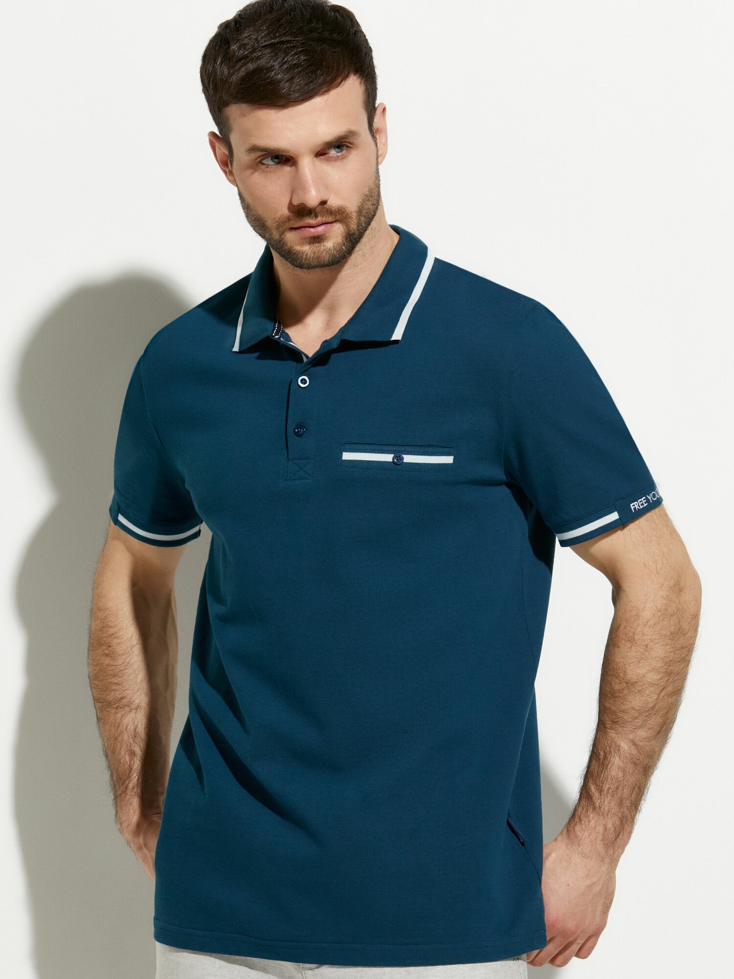 Поло BeGood с коротким рукавом, размер 56, бирюзовый