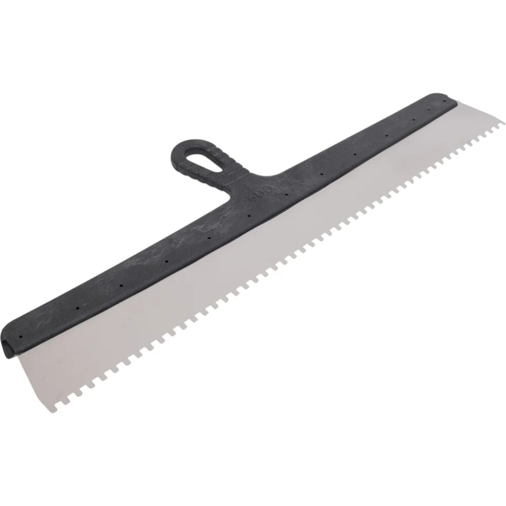 Зубчатый шпатель КЭС 6x6 мм  нержавеющая сталь  пластиковая рукоятка  600 мм 10000045