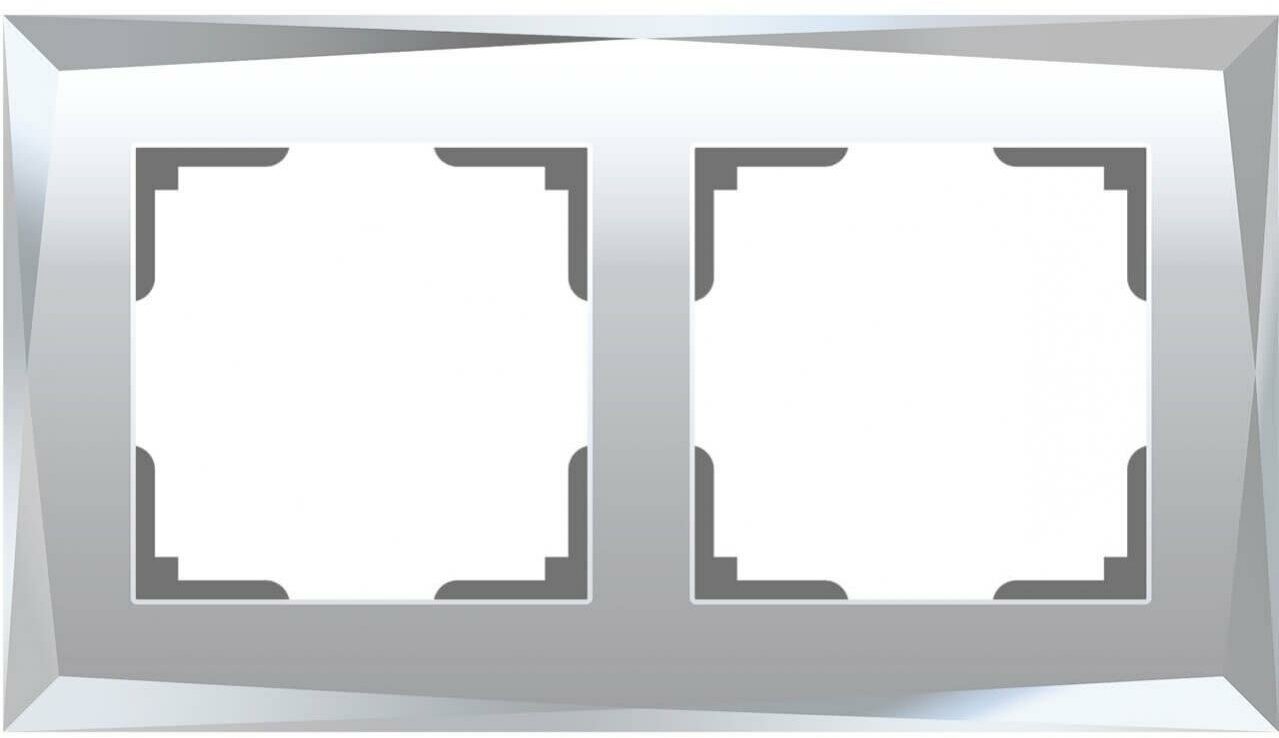 Рамка из стекла на 2 поста Werkel Diamant в цвете зеркальный — фото 1