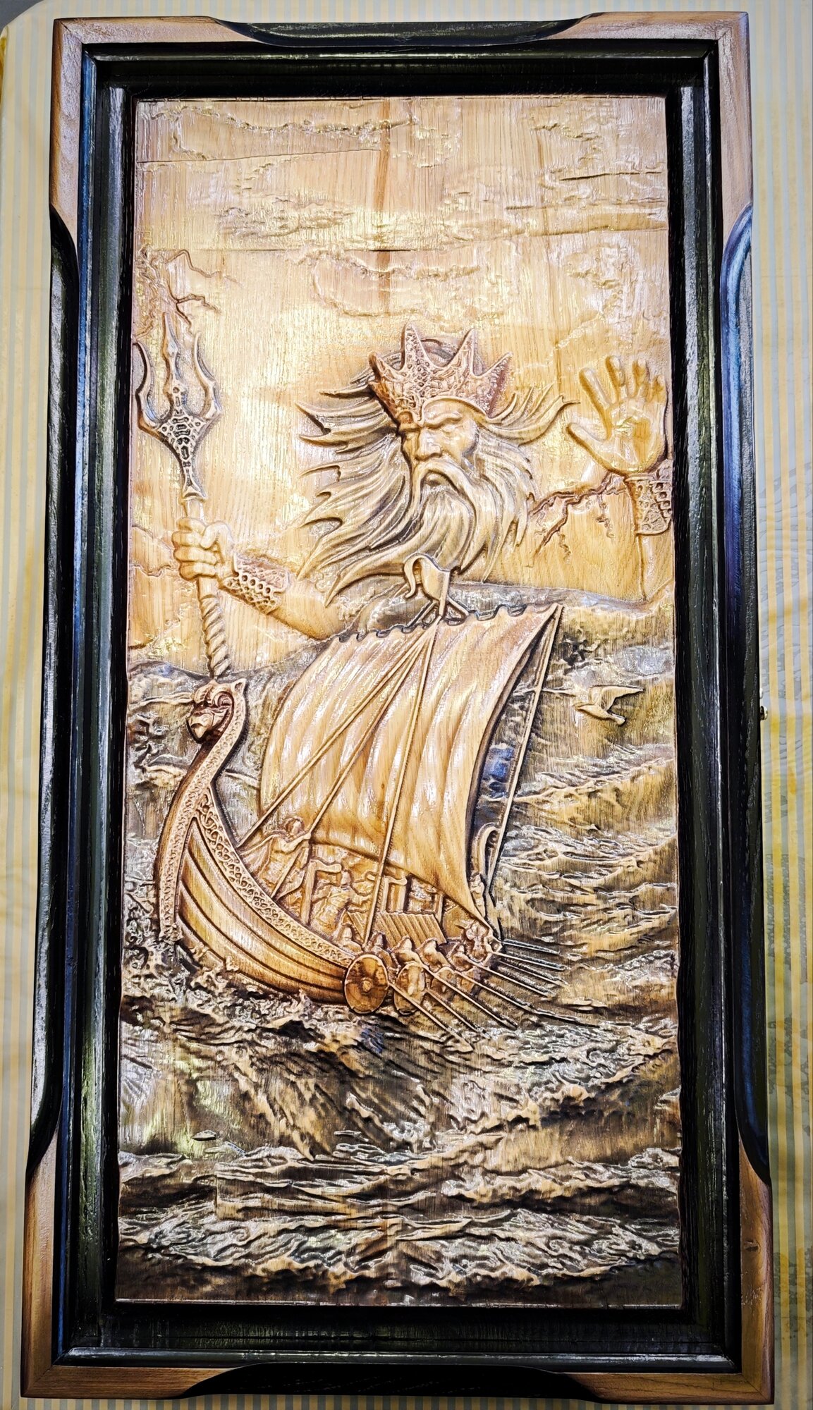 Нарды, ручная работа, 60x30 см, эбеновое дерево, с отсеком для фишек