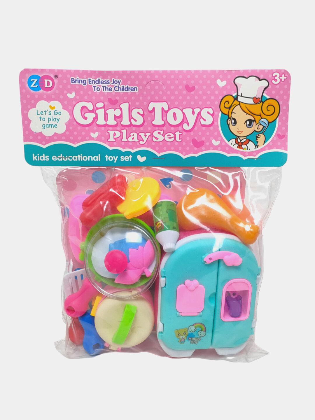 Игрушечная посуда Girls Toys, Игровой набор с холодильником и овощами, Для девочек Для ролевых игр Код. 01913