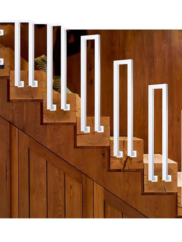 Белые поручни для лестниц в помещениях и на лестничных площадках боковое крепление 65/75/85/90/100/120cm