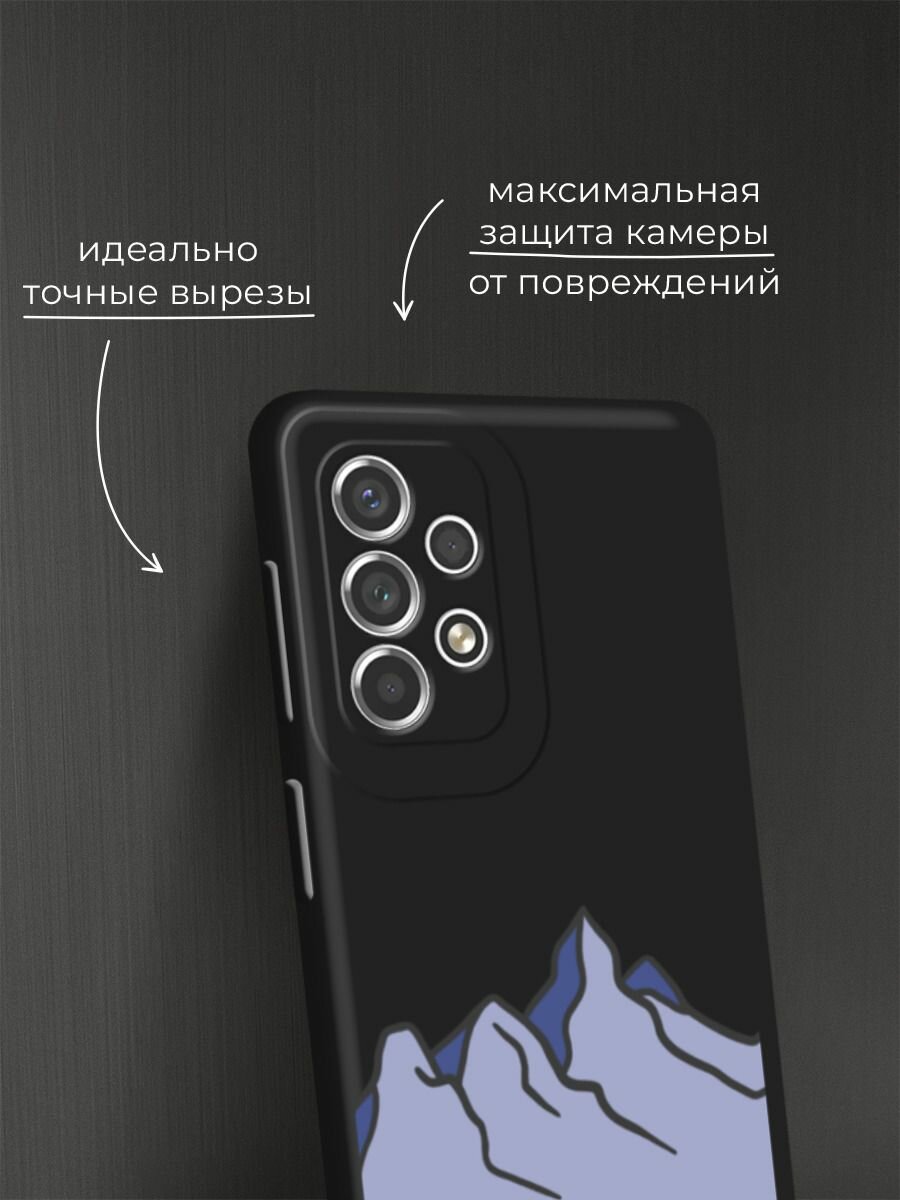 Черный матовый чехол на Samsung Galaxy A53 / Самсунг Галакси А53 с принтом "Гора" — фото 1