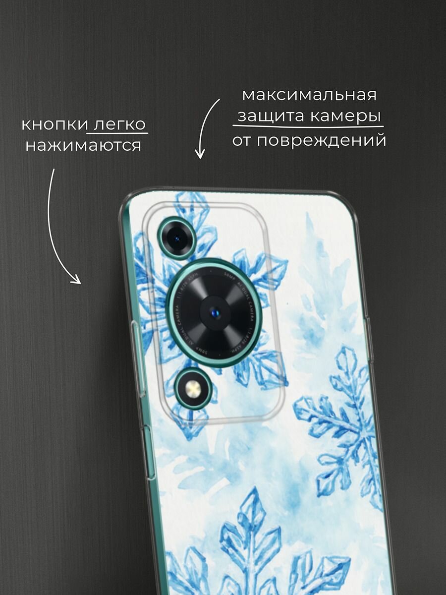 Чехол на Huawei Nova Y72/Y72s / Хуавей Нова Y72/Y72s с принтом "Акварельные снежинки" — фото 1