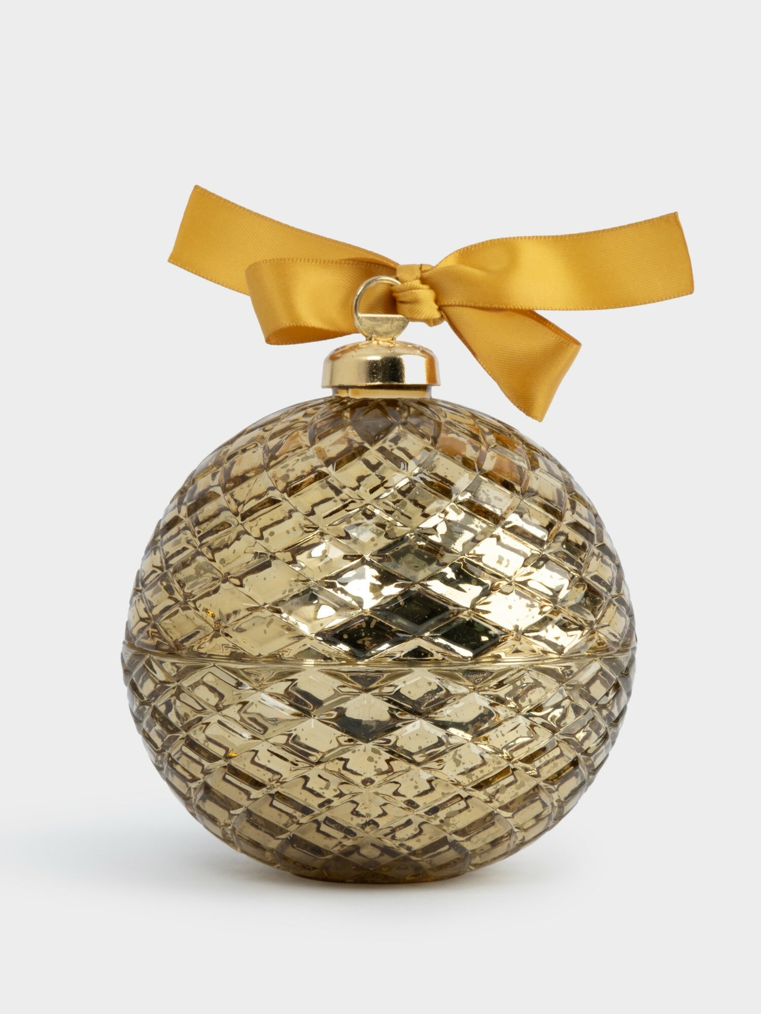 Свеча ароматическая, 11 см, в подсвечнике, стекло, золотистая, Fig Hug Ca, Шар, New year (Anna Lafarg)