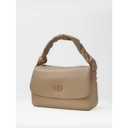 Сумка мешок Twinset Milano, фактура гладкая, бежевый