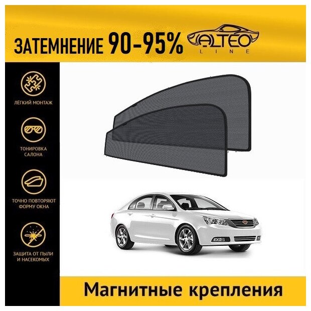 Каркасные автошторки ALTEO PREMIUM на Geely Emgrand EC7, 1 (2009-2017) седан на передние двери на магнитах с затемнением 90-95%