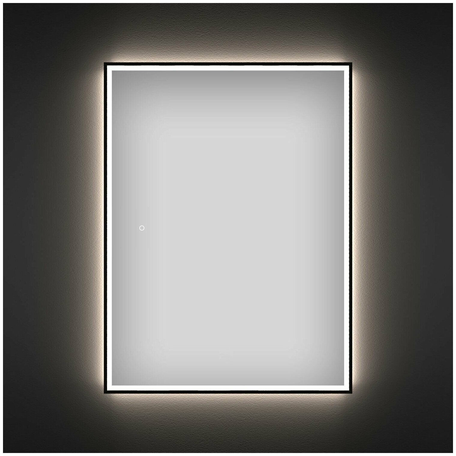Настенное зеркало в ванную с подсветкой для макияжа Wellsee 7 Rays' Spectrum 172201380 : влагостойкое зеркало 80х100 см с черным матовым контуром