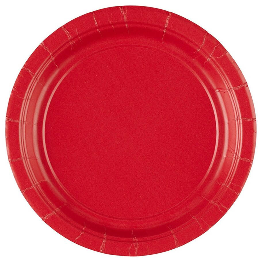 Тарелки бумажные для праздника Красный 17 см
