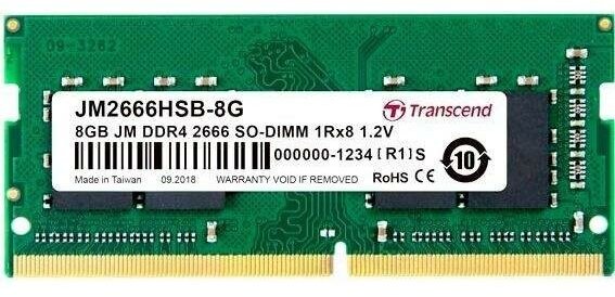 Transcend Оперативная память для ноутбука 8Gb (1x8Gb) PC4-21300 2666MHz DDR4 SO-DIMM CL19 Transcend JM2666HSB-8G