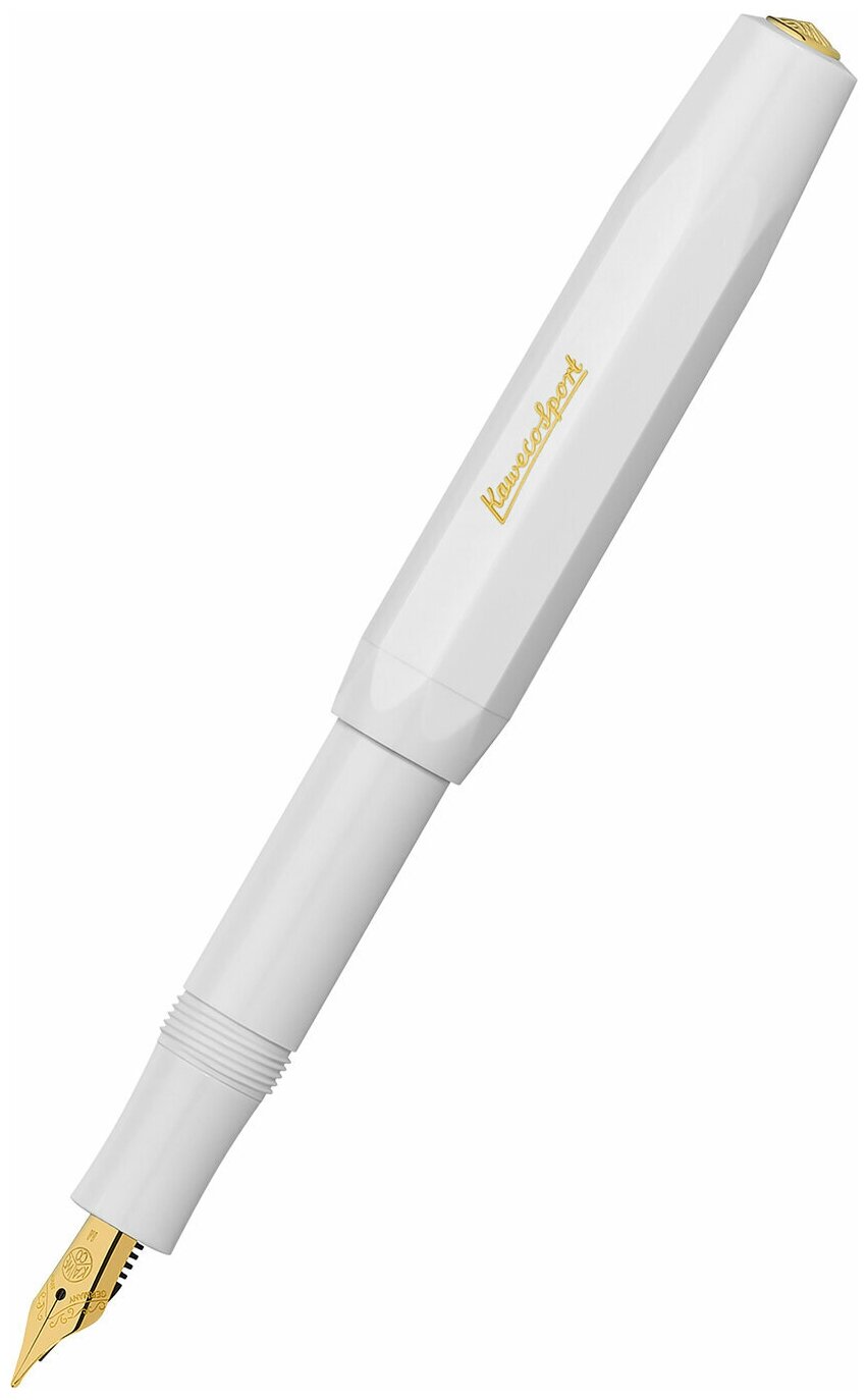 Ручка перьевая Kaweco Classic Sport F белая (корпус из пластика, перо позолота)