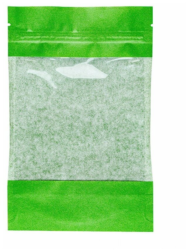 Пакет Дой-Пак 110*185(+30)мм, Крафт (зеленый), с окном, 50 шт. - фотография № 2