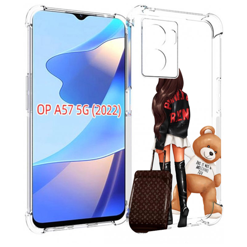 Чехол MyPads девушка-с-модным-чемоданом женский для OPPO A57 5G(2022) задняя-панель-накладка-бампер