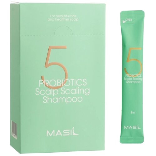 Глубокоочищающий шампунь с пробиотиками Masil 5 Probiotics Scalp Scaling Shampoo, 20 шт * 8 мл masil 5 probiotics scalp scaling shampoo глубокоочищающий шампунь с пробиотиками 2 шт 8 мл