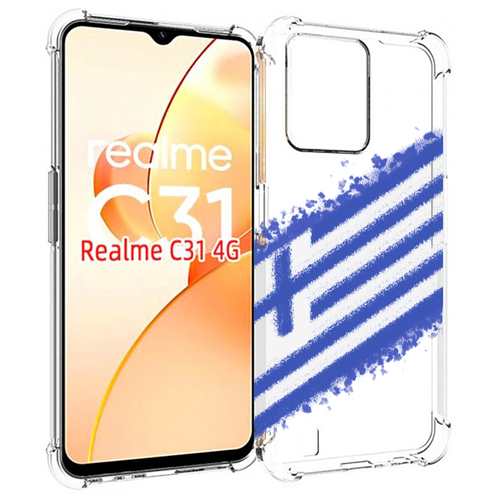 Чехол MyPads флаг Греции для OPPO Realme C31 задняя-панель-накладка-бампер