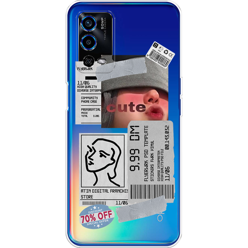 Силиконовый чехол на Oppo A55 4G / Оппо А55 4G Cute girl collage, прозрачный силиконовый чехол розы на сером на oppo a55 4g оппо а55 4g