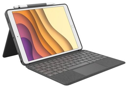 Logitech Combo Touch - Tastatur und Foliohülle - mit Trackpad - hintergrundbeleuchtet - Apple Smart connector - Deutsch - Graphite - für Apple 10.2" iPad (7. Generation & 9. Generation); 10.5" iPad Air; 10.5" iPad Pro (920-009624)