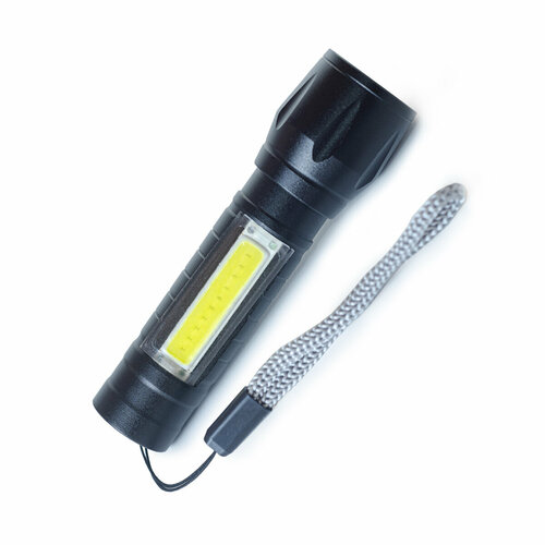 Фонарь аккумуляторный светодиодный с USB-зарядкой, боковой лампой, мини-зумом и стробоскопом