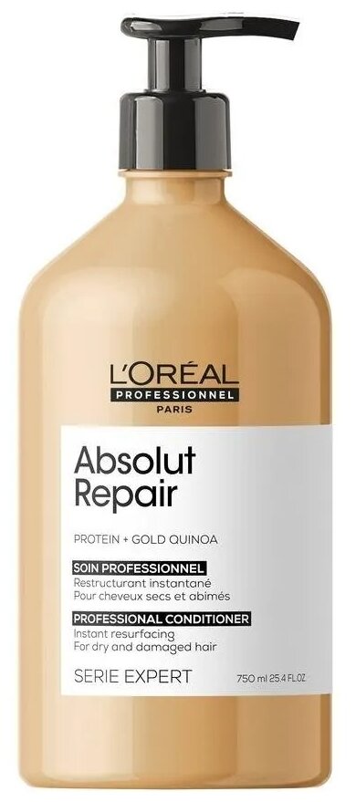 L'Oreal Professionnel кондиционер Serie Expert Absolut Repair Gold Quinoa + Protein для сухих и поврежденных волос, 750 мл
