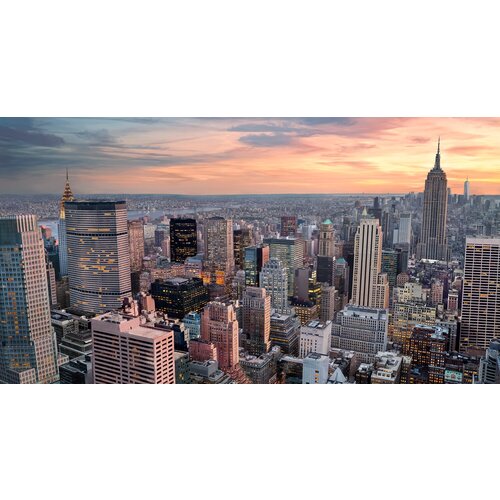 Моющиеся виниловые фотообои GrandPiK Нью-Йорк на рассвете, 450х240 см