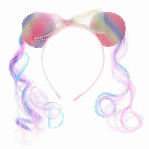 Ободок карнавальный Девчушка с цветными прядями карнавальный ободок бантик с цветными прядями hidde цвет разноцветный материал искусственный волос