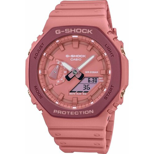 фото Наручные часы casio японские наручные часы casio g-shock ga-2110sl-4a4 с хронографом, красный, коралловый