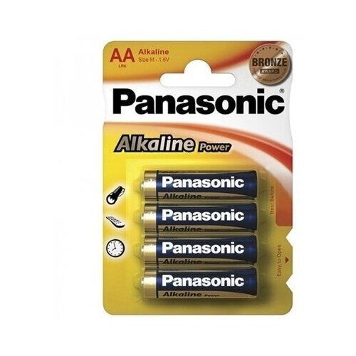 Батарейка щелочная PANASONIC LR6 (AA) Alkaline 1.5В бл/4 щелочная батарейка lr6 aa alkaline 1 5в бл 2 panasonic 5410853042259