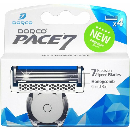 Сменные кассеты для бритья Dorco Pace 7, 7 лезвий с увляжняющей полоской, 4 шт.