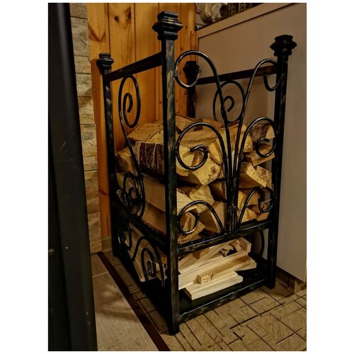 Кованая дровница Селена, античная медь