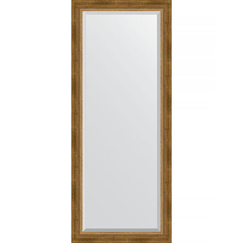 Зеркало Evoform Exclusive 153х63 BY 3562 с фацетом в багетной раме - Состаренная бронза с плетением 70 мм