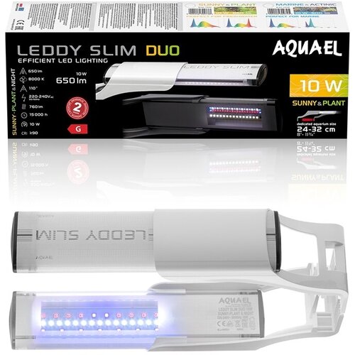 Светильник Aquael DUO LEDDY SLIM SUNNY/PLANT DAY & NIGHT 10 W (24-32 см.) белый