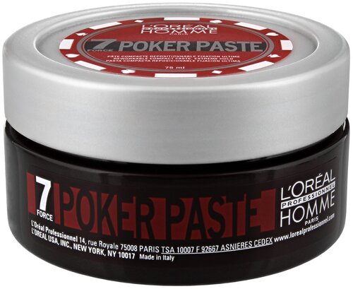 LOreal Professionnel Моделирующая паста Homme Poker Paste, экстрасильная фиксация, 75 мл, 75 г