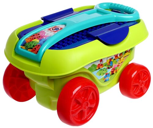 Конструктор KIDS HOME TOYS Забавные животные, в тележке, 95 деталей