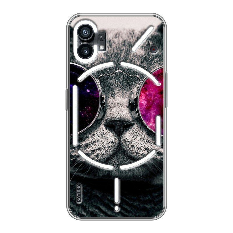 Дизайнерский силиконовый чехол для Насинг Фон 1 / Nothing Phone (1) Неоновый кот