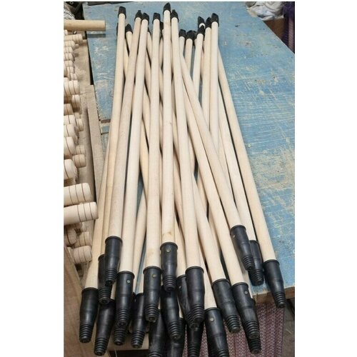 Черенок для щётки (швабры) деревянный с пвх резьбой d24 150см