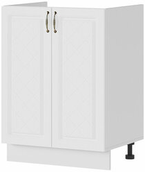Кухонный модуль под мойку, напольный ШНМ 600, без столешницы, Белый / Модена Дуб белый