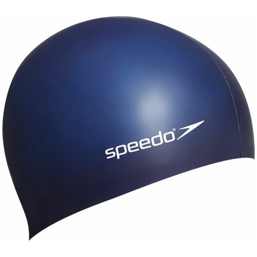 фото Шапочка для плавания speedo "plain flat silicone cap", цвет: темно-синий