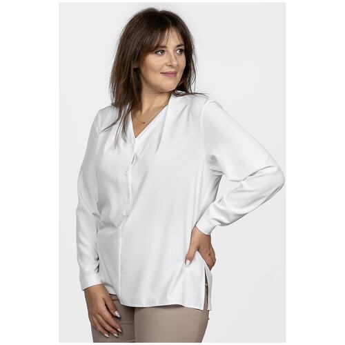 Блуза  SVESTA, классический стиль, длинный рукав, размер 54, белый
