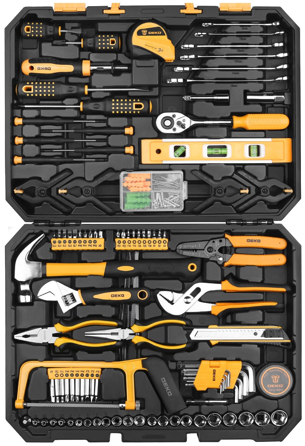  инструментов DEKO DKMT168, 168 предм., черный/желтый —  в .