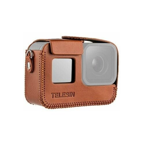 Кожаный чехол Telesin для GoPro 8 Black, коричневый
