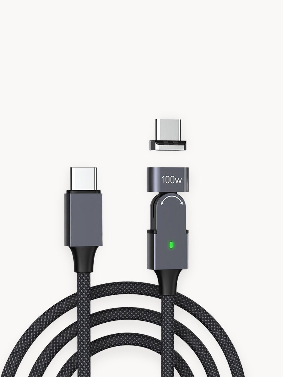 Магнитный поворотный кабель PALMEXX USB-C to USB-C, PD 100W, длина 2м